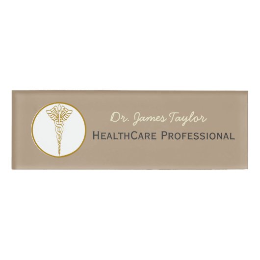 Caduceus Illustration Doctor Healthcare Employee Namenschild (Vorderseite)