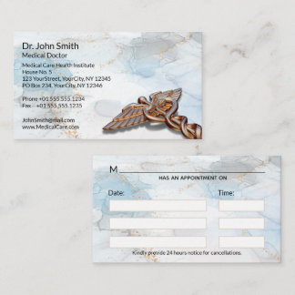 Caduceus Kupfer Rose Gold Medical Luxus Marmor Terminkarte