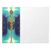 CADUCEUS, lebendiger Goldamethyst aquamarin blau, Notizblock (Vorderseite)