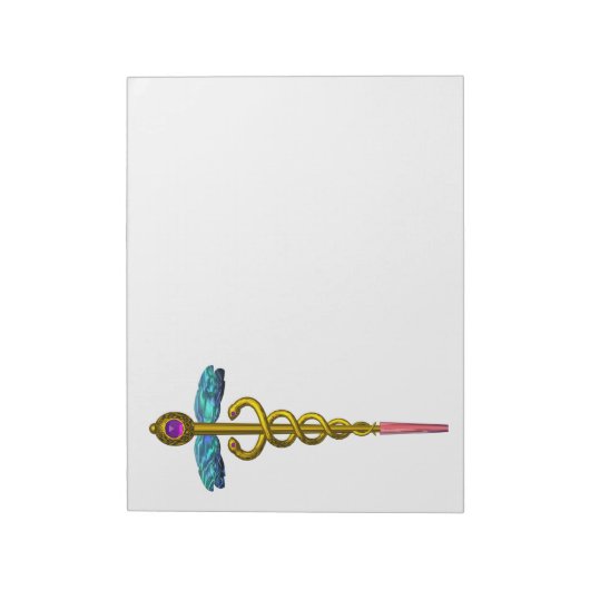 CADUCEUS, lebendiger Goldamethyst Violet Blue Whit Notizblock (Rotiert)