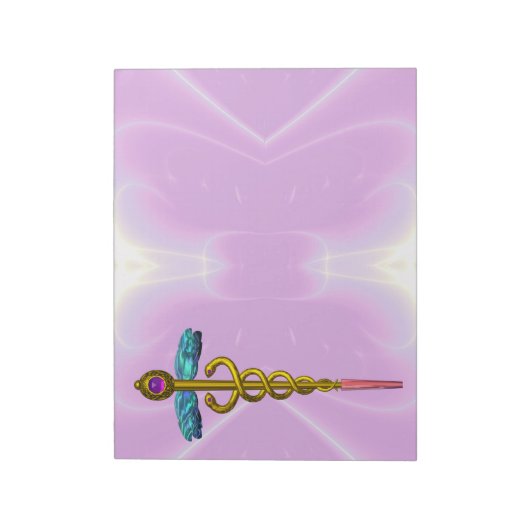 CADUCEUS, lebendiger Goldamethyst Violet Lila Notizblock (Rotiert)