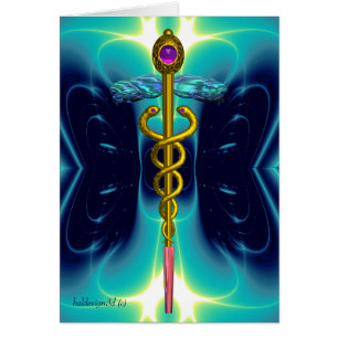 CADUCEUS, lebendiges Gold Amethyst Blau Türkis