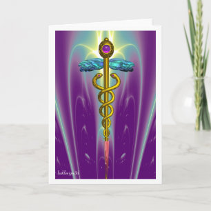 CADUCEUS, lebendiges Gold Amethyst Karte