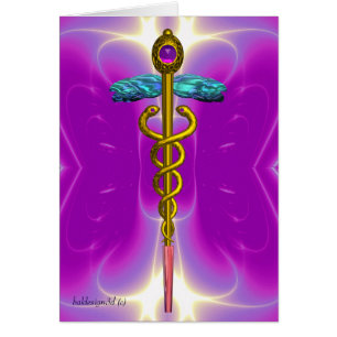 CADUCEUS, lebendiges Gold Amethyst Violett Fuchsia