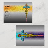 CADUCEUS, lebendiges platinmetallisches Gold, Amet Visitenkarte (Vorne/Hinten)