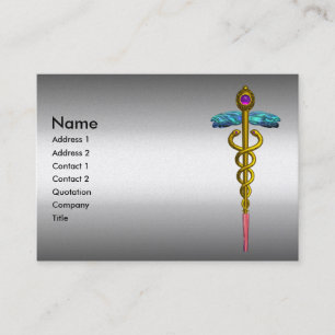 CADUCEUS, lebhaft, amethyst, gold, perlpapier Visitenkarte