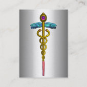 CADUCEUS, lebhaft, amethyst, gold, perlpapier Visitenkarte (Rückseite)