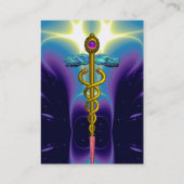 CADUCEUS, lebhafter blauer Turquase-Goldamethyst Visitenkarte (Rückseite)