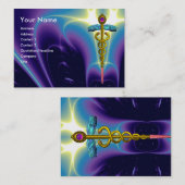 CADUCEUS, lebhafter blauer Turquase-Goldamethyst Visitenkarte (Vorne/Hinten)