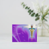 CADUCEUS, lebhafter blauer Turquase-Goldamethyst Visitenkarte (Stehend Vorderseite)