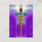 CADUCEUS, lebhafter blauer Turquase-Goldamethyst Visitenkarte (Rückseite)