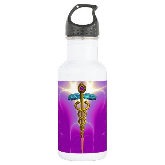 CADUCEUS, lebhafter Gold-Amethyst Trinkflasche (Vorderseite)