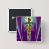 CADUCEUS , lebhafter Goldamethyst Button (Vorne & Hinten)