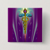 CADUCEUS , lebhafter Goldamethyst Button (Vorderseite)