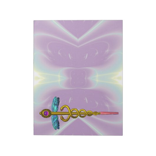 CADUCEUS, lebhafter Goldamethyst Violet Blue Lila Notizblock (Rotiert)