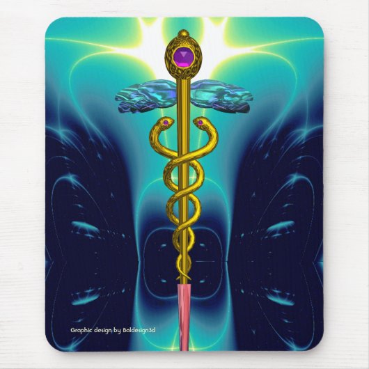 CADUCEUS , lebhafter Goldametist Mousepad (Vorne)
