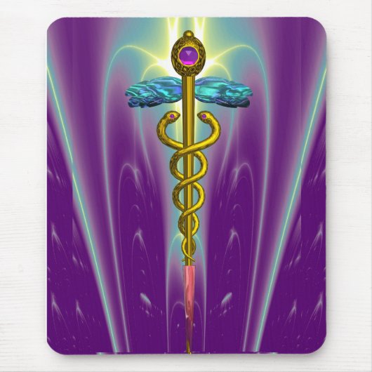 CADUCEUS , lebhafter Goldametist Mousepad (Vorne)