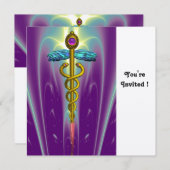 CADUCEUS lila Amethygold Einladung (Vorne/Hinten)