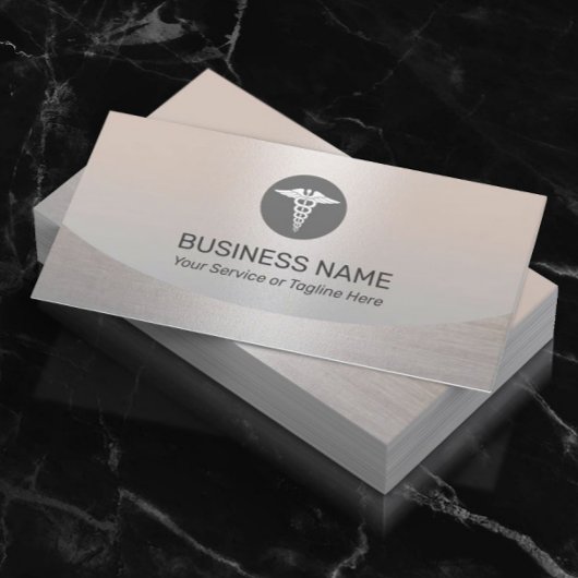 Caduceus Logo Modern Silver Visitenkarte