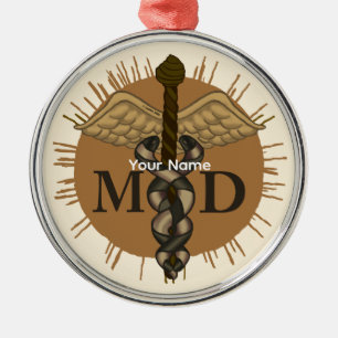 Caduceus M.D. Doktor Silbernes Ornament