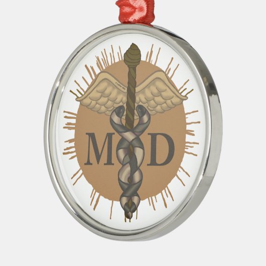Caduceus M.D. Doktor Silbernes Ornament (Links)
