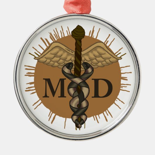 Caduceus M.D. Doktor Silbernes Ornament (Vorne)