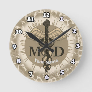 Caduceus MD Arzt  Runde Wanduhr