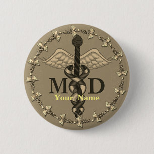 Caduceus MD Doctor Button