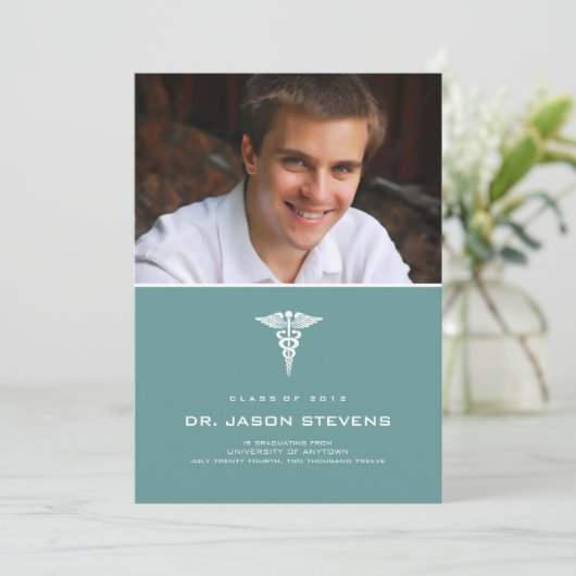 Caduceus Medical Abschluss Einladung (Stehend Vorderseite)