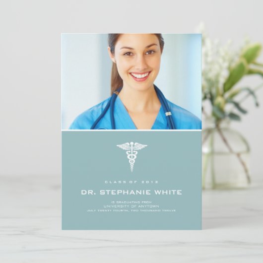 Caduceus Medical Abschluss Einladung (Stehend Vorderseite)