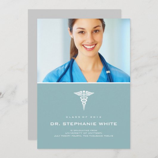 Caduceus Medical Abschluss Einladung (Vorne/Hinten)