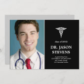 Caduceus Medical Abschluss Foto Einladung (Vorne/Hinten)