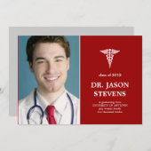 Caduceus Medical Abschluss Foto Einladung (Vorne/Hinten)