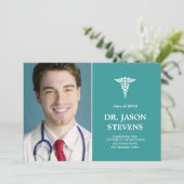 Caduceus Medical Abschluss Foto Einladung (Stehend Vorderseite)