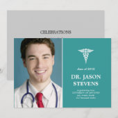 Caduceus Medical Abschluss Foto Einladung (Vorne/Hinten)