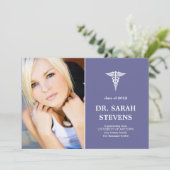 Caduceus Medical Abschluss Foto Einladung (Stehend Vorderseite)