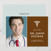 Caduceus Medical Abschluss Foto Einladung (Vorne/Hinten)