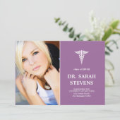 Caduceus Medical Abschluss Foto Einladung (Stehend Vorderseite)