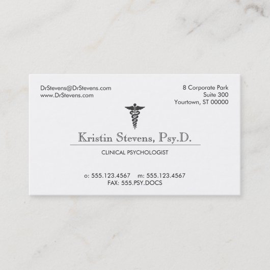 Caduceus Medical Beruflich Nurse oder Doctor Visitenkarte (Vorderseite)