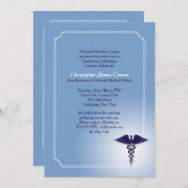 Caduceus Medical Care Blue Abschluss Einladung (Vorne/Hinten)