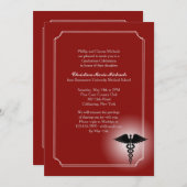 Caduceus Medical Care Crimson Abschluss Einladung (Vorne/Hinten)