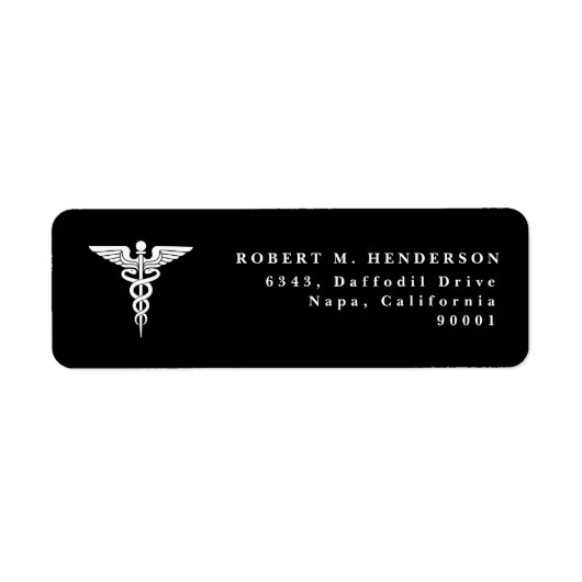 Caduceus Medical Doctor Black Return Address Label (Vorne)