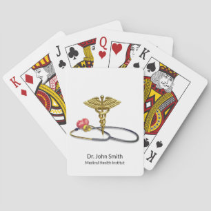 Caduceus Medical Gold & Stethoskop mit Herz Spielkarten