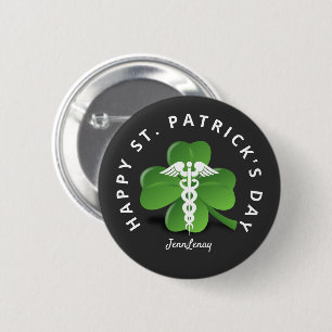 Caduceus Medical Green Kleeblatt St Patrick Button