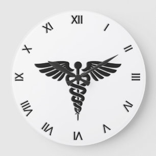 Caduceus Medical Insignia Große Wanduhr