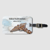 Caduceus Medical Kupfer Rose Gold Luxus Marmor Gepäckanhänger (Vorderseite (Horizontal))