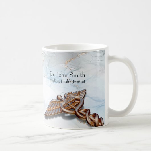 Caduceus Medical Kupfer Rose Gold Luxus Marmor Kaffeetasse (Rechts)