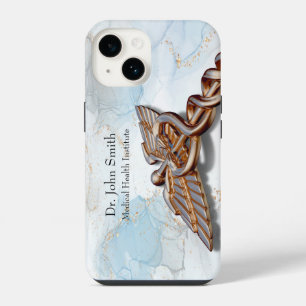 Caduceus Medical Kupfer Roségold Luxus Marmor iPhone 14 Hülle
