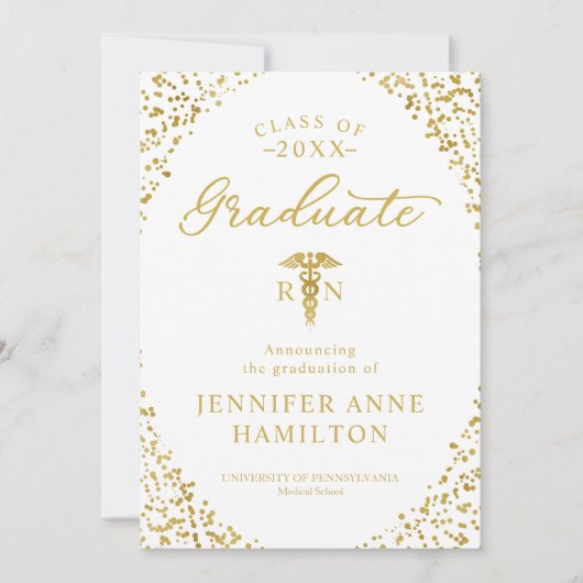 Caduceus Medical RN Abschluss Announcement Foto Einladung (Vorderseite)