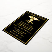 Caduceus Medical School Abschluss, Black/Gold Folieneinladung (Gedreht)